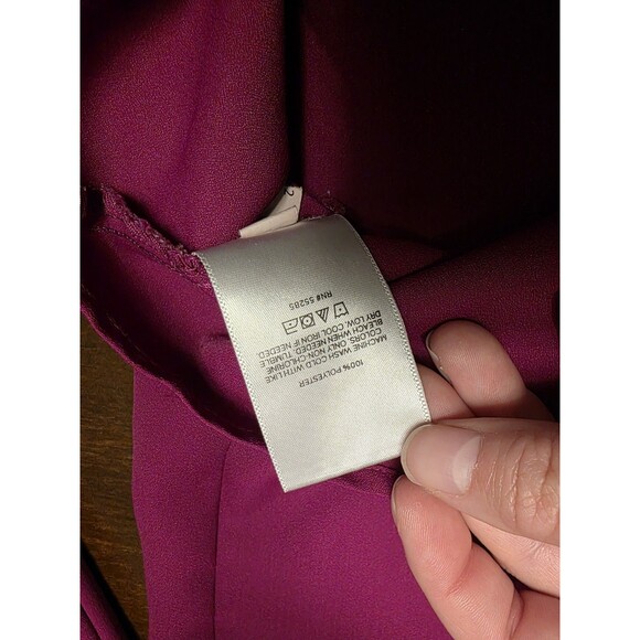 Express Portofino Blouse Button Down Long Sleeve Shirt L Slim Fit Career Magenta - Picture 3 of 7